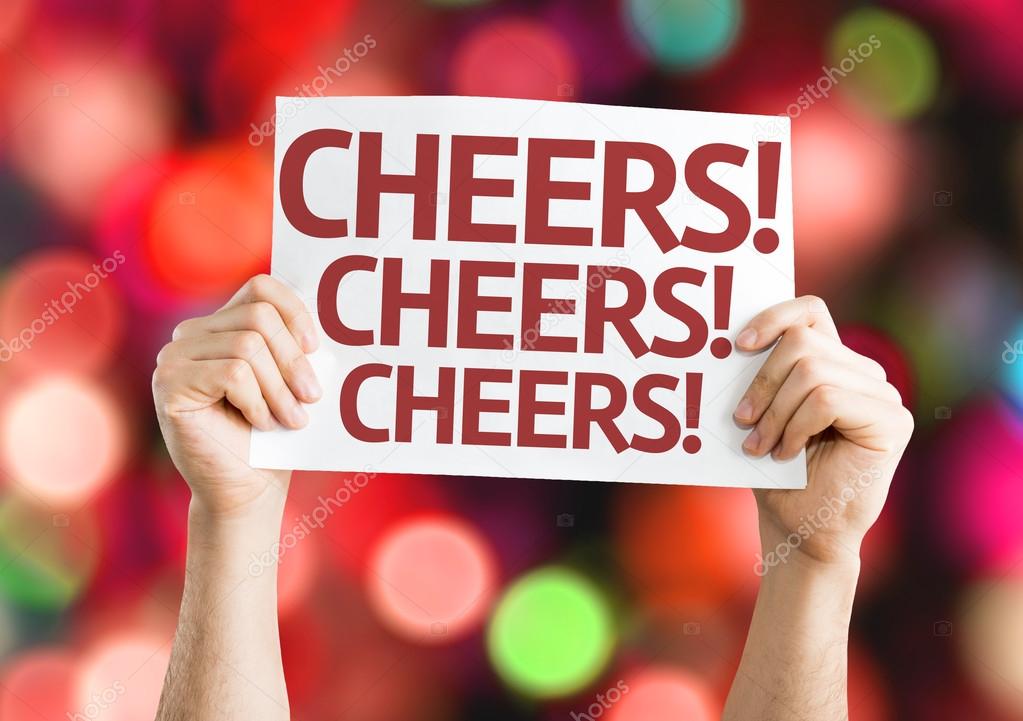 Cheers! card with colorful background