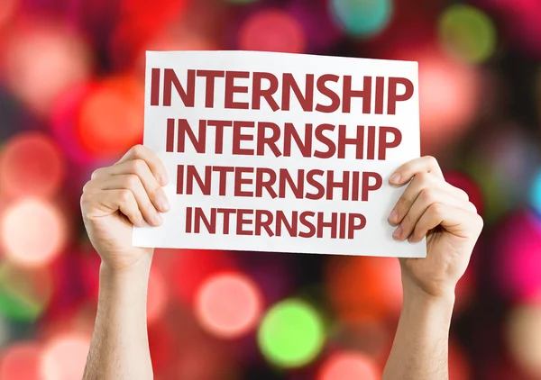 Internship card in hands — Stock Photo, Image