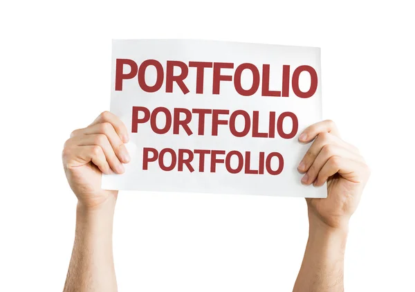Portfolio card in hands — Stock Photo, Image