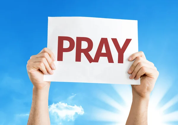 Tarjeta de rezar en las manos —  Fotos de Stock