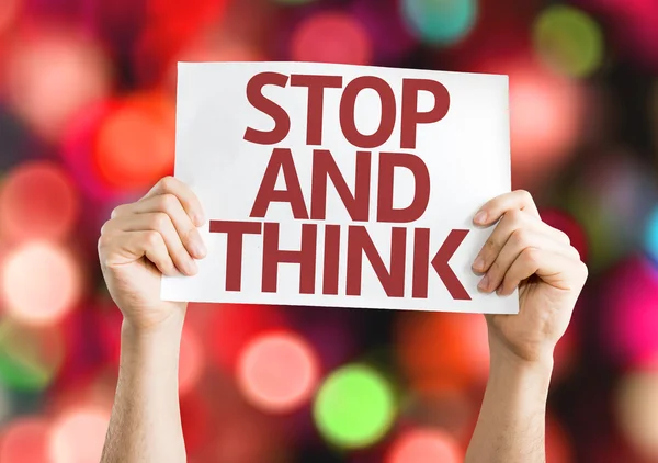 Tarjeta Stop and Think — Foto de Stock