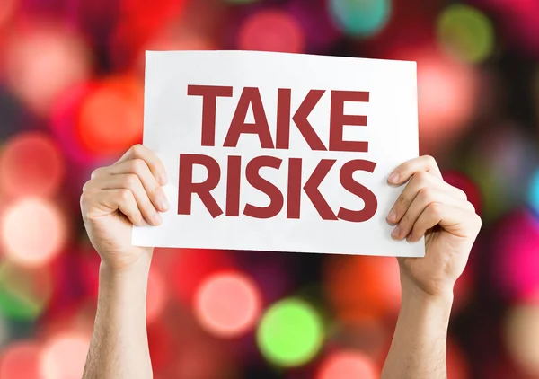 Take Risks card with colorful background — Stock Photo, Image