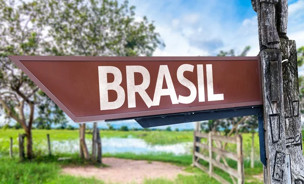 ブラジル (ポルトガル語) の木製看板 — ストック写真