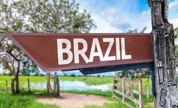Деревянный знак Бразилии — стоковое фото