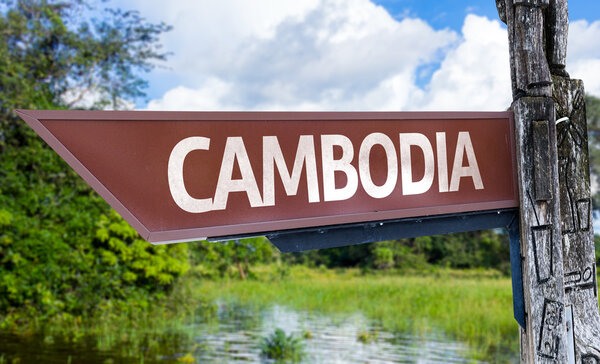 Cambodia wooden sign