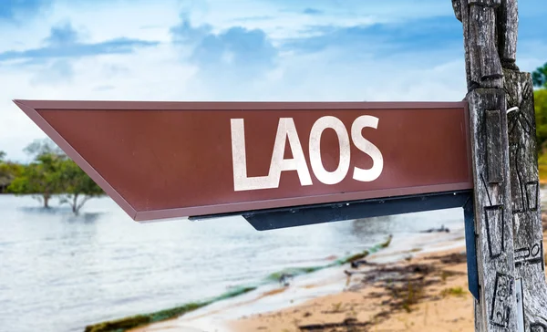 Laos Holzschild — Stockfoto