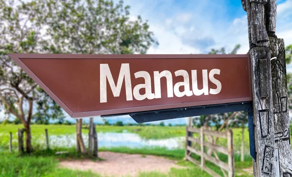 Manaus wooden sign — Stock Photo, Image