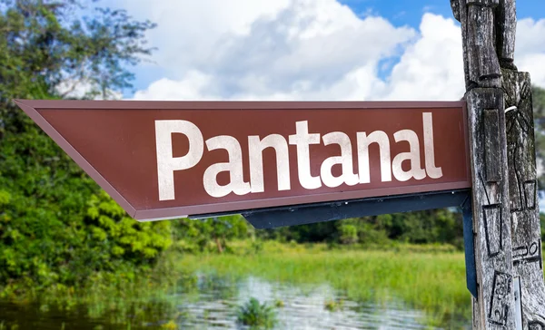 Pantanal wooden sign — Stock Photo, Image