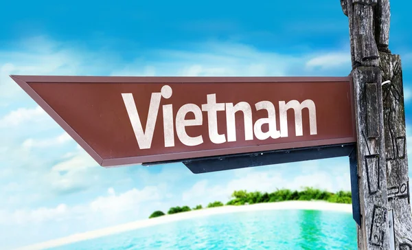 Vietnamesisches Holzschild — Stockfoto