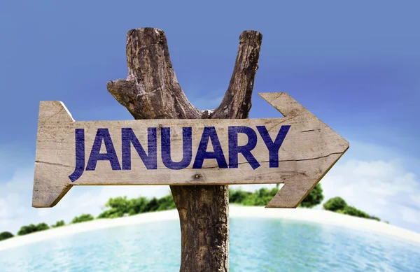 January wooden sign — Stock Photo, Image