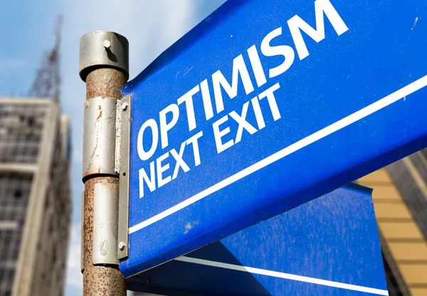 Tecken på optimism nästa avfart — Stockfoto