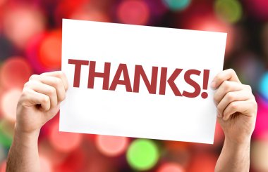 Thanks! card in hands clipart