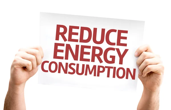 Reducir la tarjeta de consumo de energía — Foto de Stock