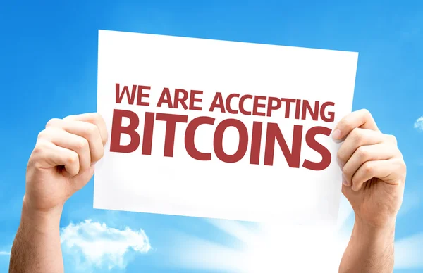 We Are Accepting Bitcoins card — Stock Photo, Image