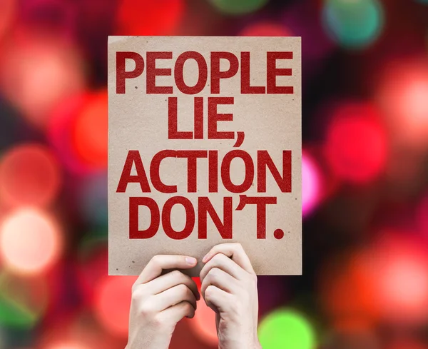 People Lie, Action Don't card — Stock Photo, Image