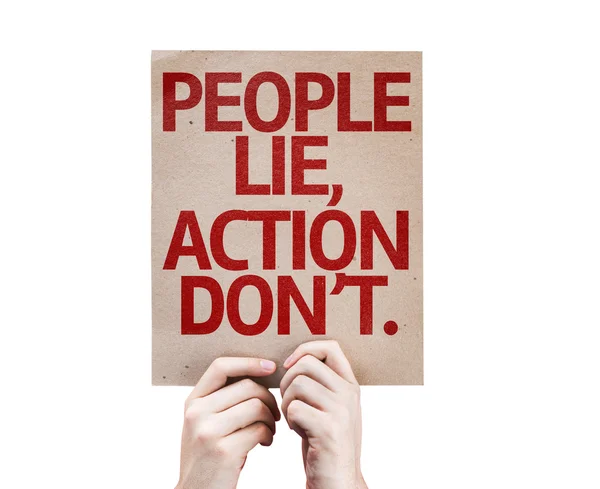 People Lie, Action Don't card — Stock Photo, Image