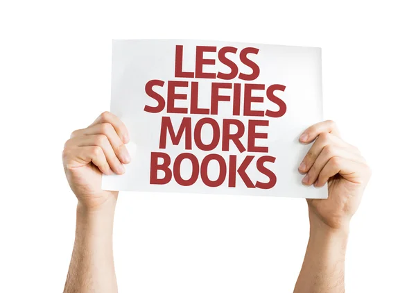 Meno Selfie Più Libri Scheda — Foto Stock