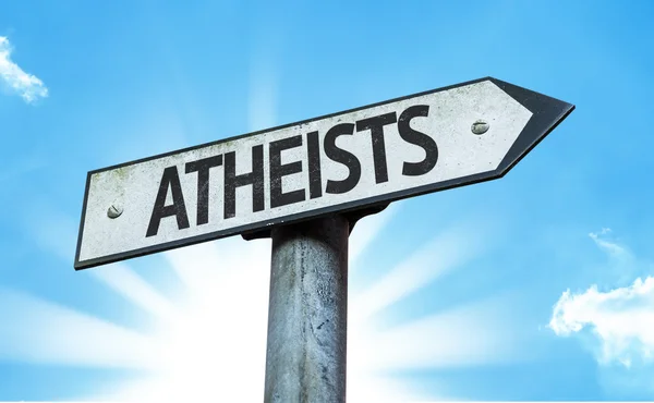 Text:Atheists  on sign — Stock Photo, Image