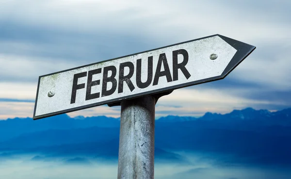 February (dalam bahasa German) sign — Stok Foto