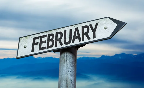 February sign with sky — Stock Photo, Image