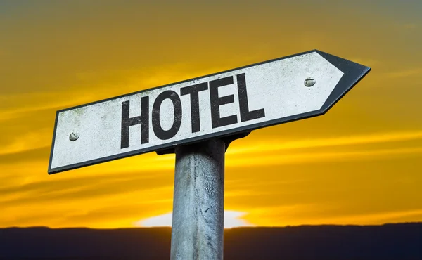 Text: Hotel auf Schild — Stockfoto