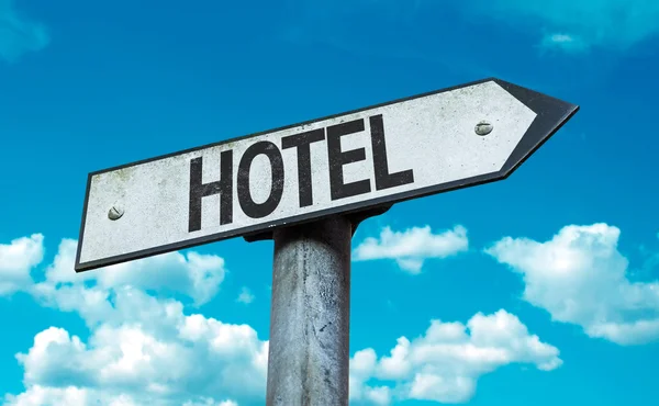 Text:Hotel on sign — Stock Photo, Image