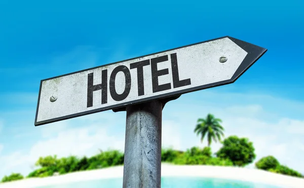 Text:Hotel on sign — Stock Photo, Image