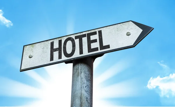 Text:Hotel on sign — Stock Photo, Image