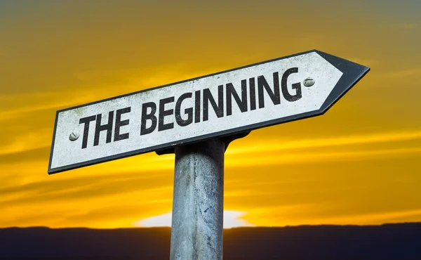 Text The Beginning  on sign — Stock Photo, Image