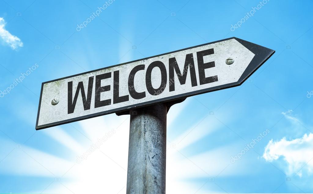 Text Welcome   on sign
