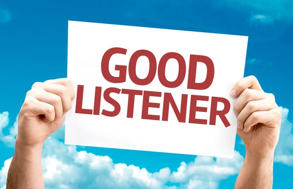 Dobré naslouchání karta — Stock fotografie