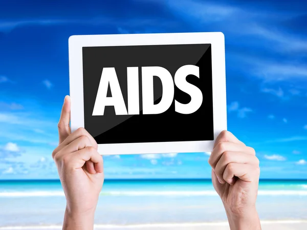 Tablet pc z tekstu Aids — Zdjęcie stockowe