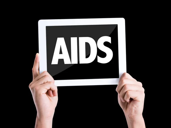 แท็บเล็ตพีซีที่มีข้อความ เอดส์ — ภาพถ่ายสต็อก