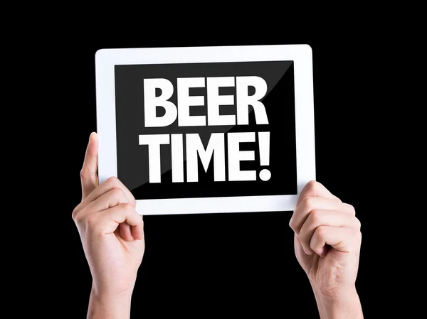 Tablet pc with text Beer Time — Stock Photo, Image