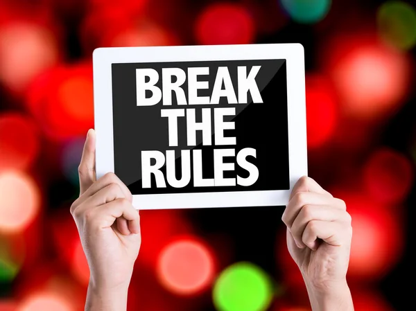 Tablet pc met tekst Break the Rules — Stockfoto