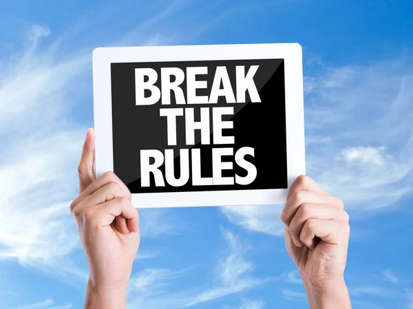 Tablet pc met tekst Break the Rules — Stockfoto