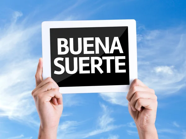 Tablet PC con texto Buena suerte — Foto de Stock