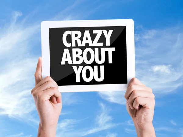 Tablet pc med tekst Crazy About You - Stock-foto