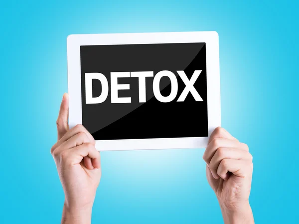 Tablet pc with text Detox — Stock Photo, Image