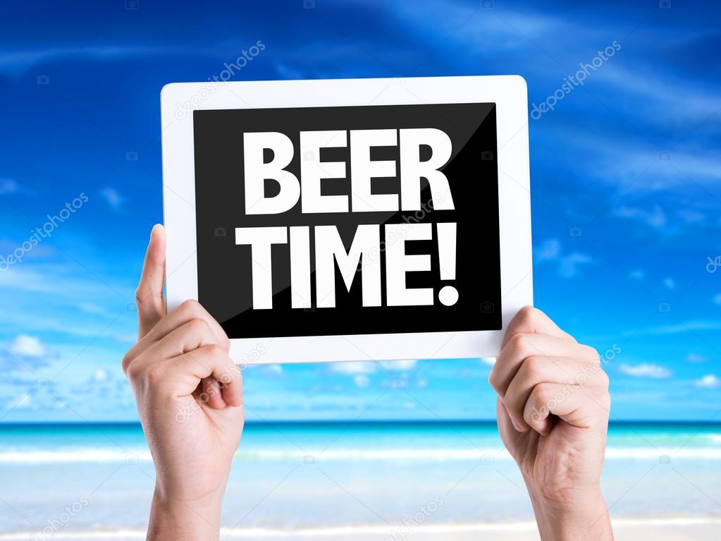 Tablet pc with text Beer Time
