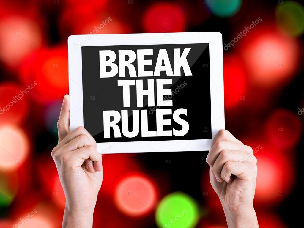 Tablet pc with text Break the Rules