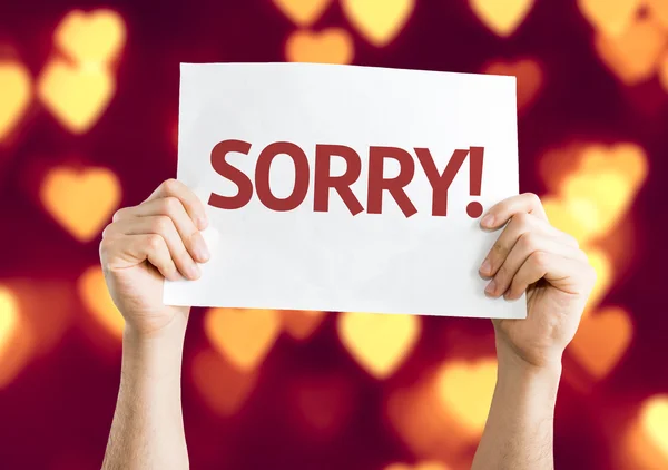 Sorry! card in hands — Stock Photo, Image