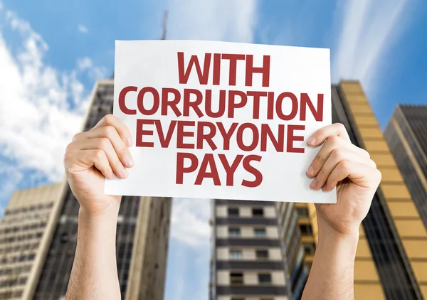 With Corruption Everyone Pays card — Stock Photo, Image
