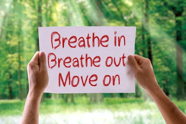 Breathe In Breathe Out Move On card — Stock Photo, Image