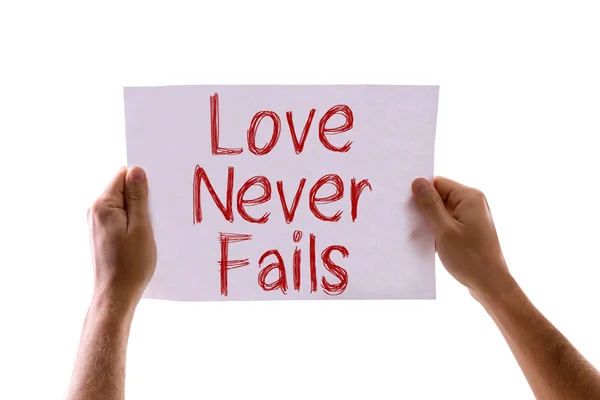 Amor nunca falha cartão — Fotografia de Stock