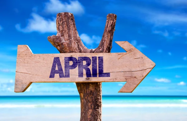 April wooden sign — Stock Photo, Image