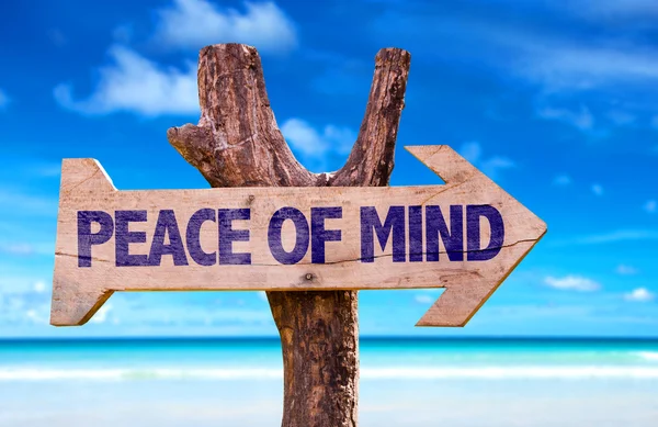 Peace of Mind wooden sign — Stock Photo, Image