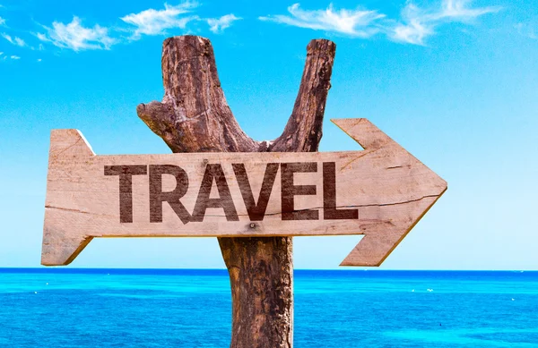 Travel wooden sign — Stock Photo, Image