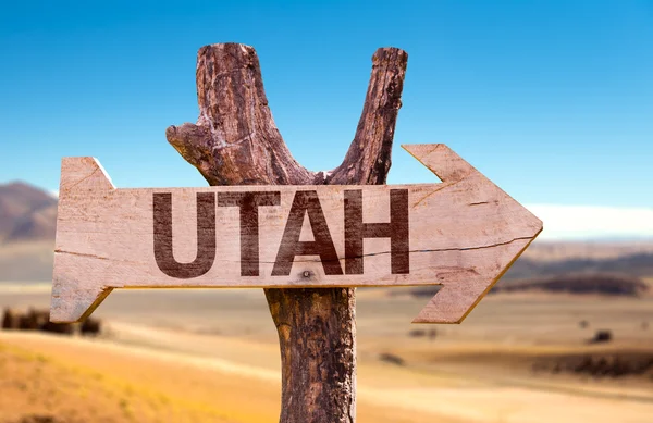 Utah sinal de madeira — Fotografia de Stock
