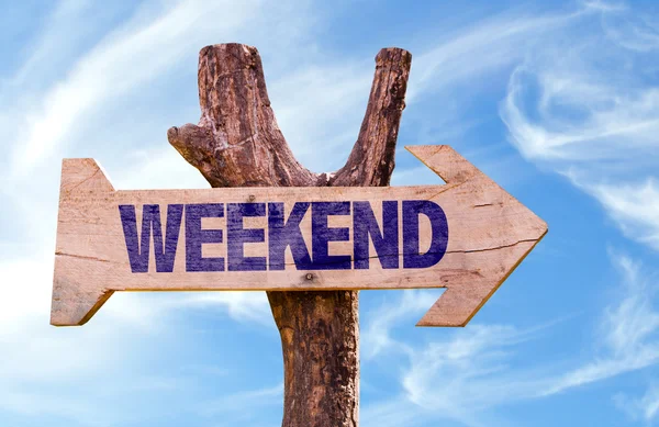 Weekend segno di legno — Foto Stock